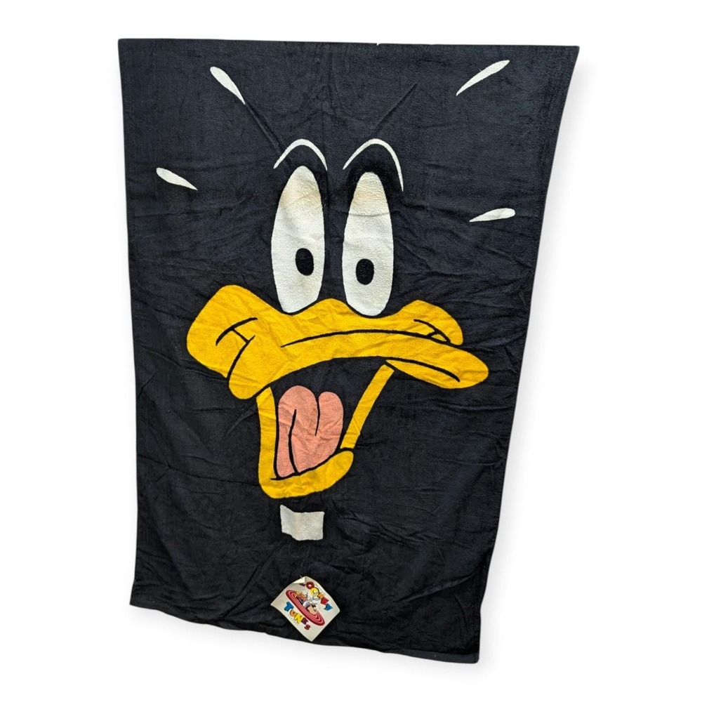 Vtg‎ 1992 Looney Tunes Daffy Duck Face Beach Towel 29.5x58.5 New w/ Tags